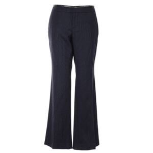 Y2K GUCCI VINTAGE Flare Wide Leg Pants 6 Trousers Blue Flannel Wool Leather Trim
